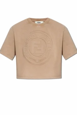 Fendi BROWN T-shirt with logo