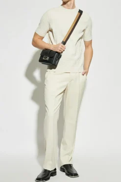 Fendi cream Wool pants with crease