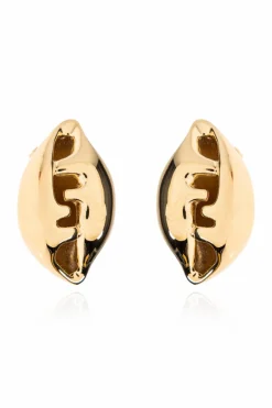 Fendi GOLD Brass shell-shaped earrings