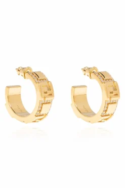 Fendi GOLD Earrings with shimmering crystals