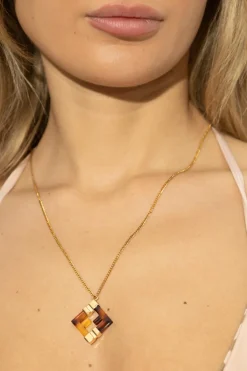 Fendi GOLD Necklace with a Logo-shaped Pendant