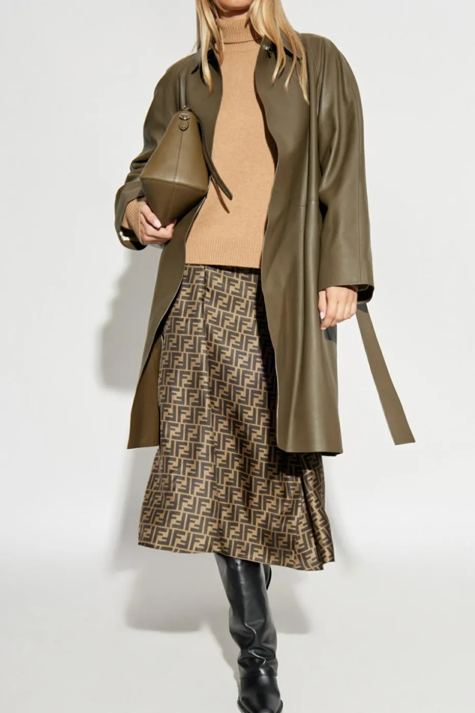 Fendi GREEN Leather coat