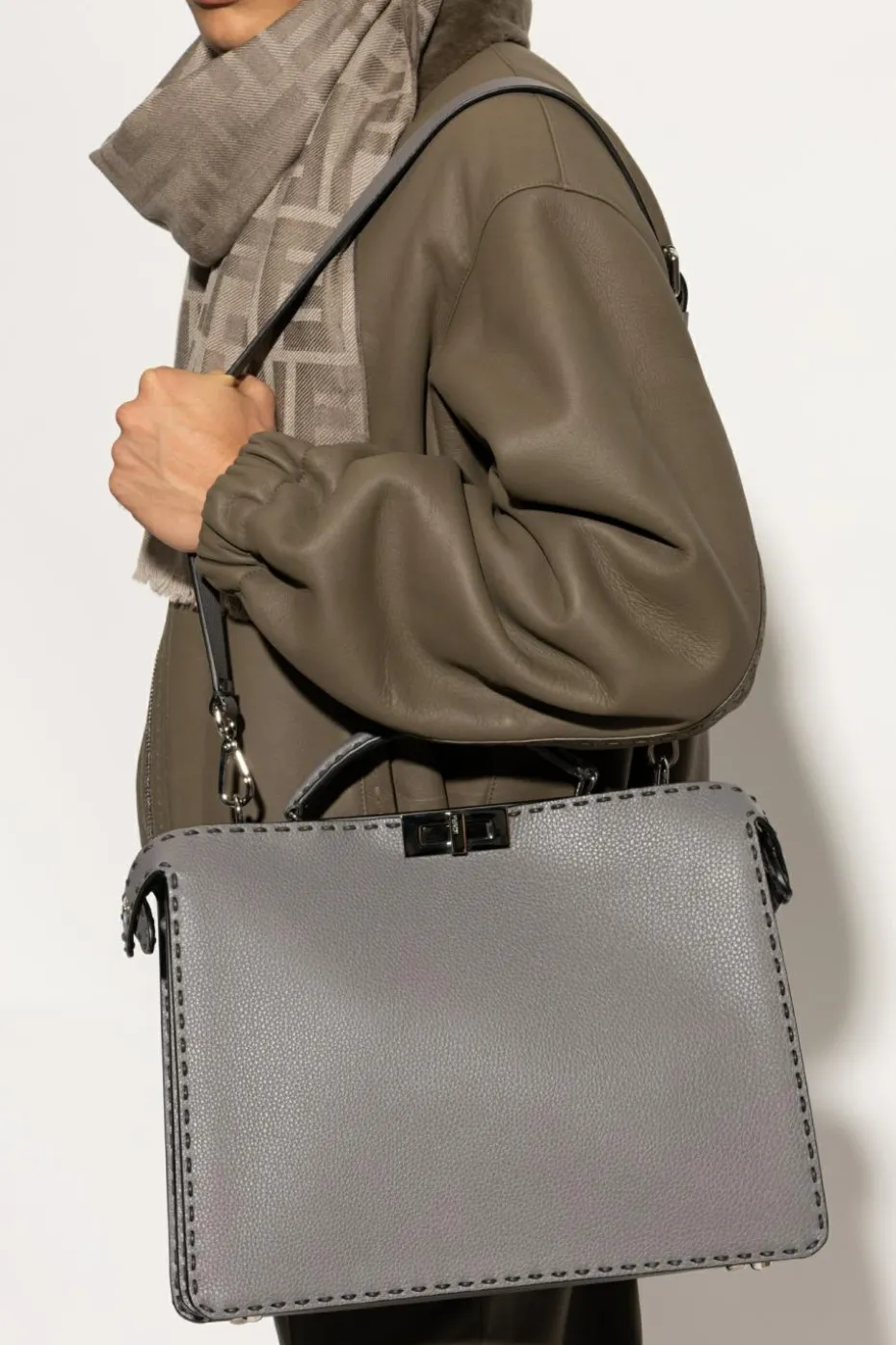 Fendi GREY Bag Medium Peekaboo type shopper