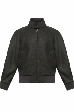 Fendi GREY Cashmere jacket with stand-up collar