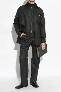 Fendi GREY Cashmere jacket with stand-up collar