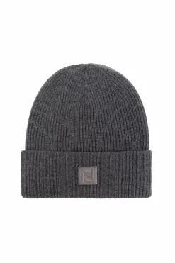 Fendi GREY Wool hat with logo patch