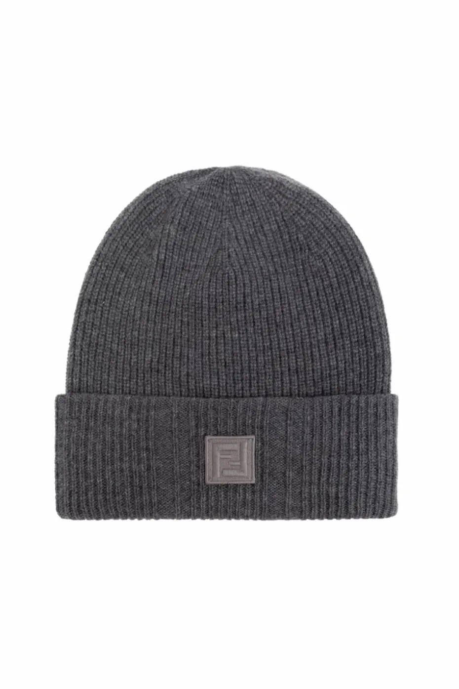 Fendi GREY Wool hat with logo patch