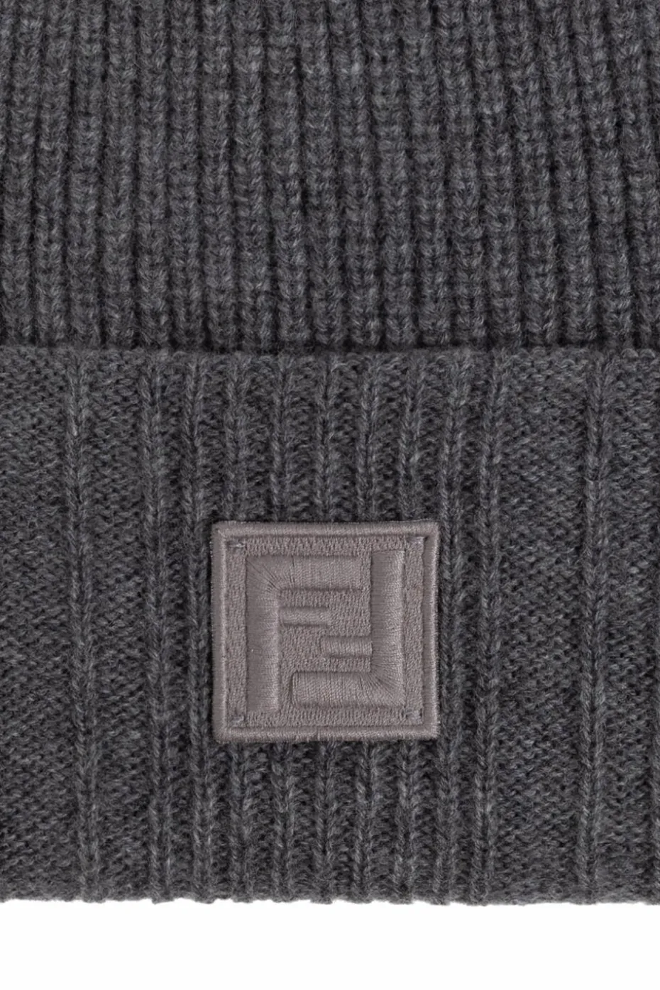 Fendi GREY Wool hat with logo patch