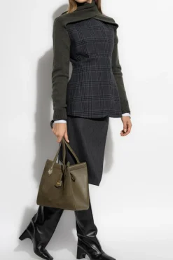 Fendi GREY Wool skirt with front slit