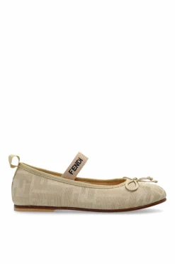 Fendi Kids beige Ballerinas with elastic strap