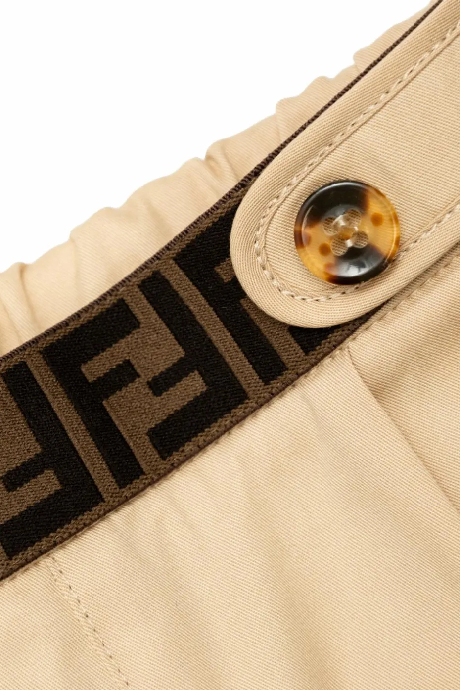 Fendi Kids beige Cotton pants with pockets