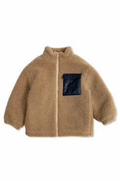 Fendi Kids beige Fur jacket with pocket