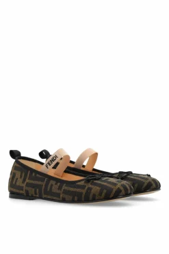 Fendi Kids beige Monogrammed ballet flats