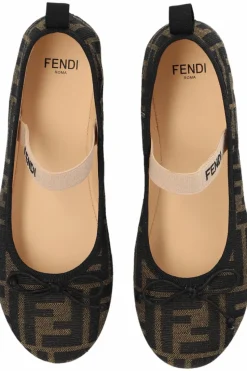 Fendi Kids beige Monogrammed ballet flats