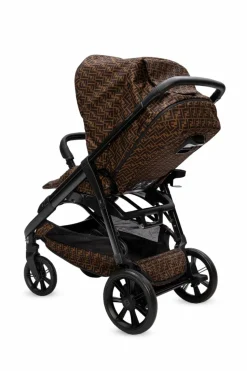 Fendi Kids BROWN Folding baby stroller with logo