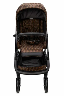 Fendi Kids BROWN Folding baby stroller with logo
