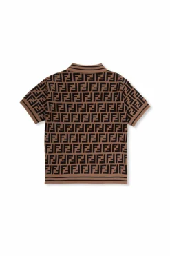 Fendi Kids BROWN Monogrammed polo shirt