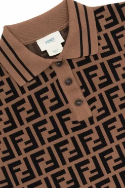 Fendi Kids BROWN Monogrammed polo shirt