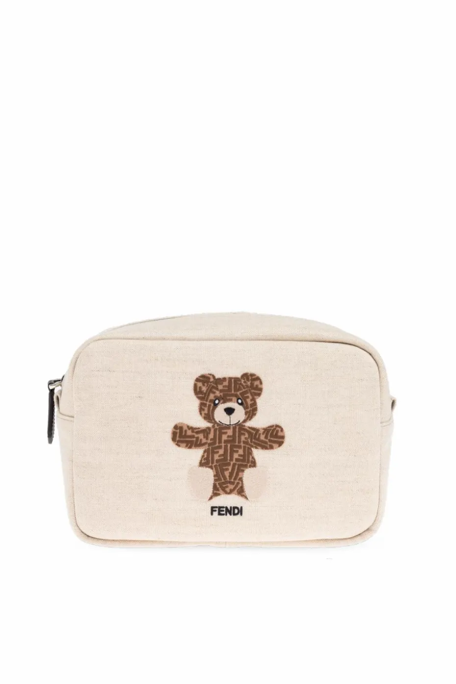 Fendi Kids cream Cosmetic bag with logo