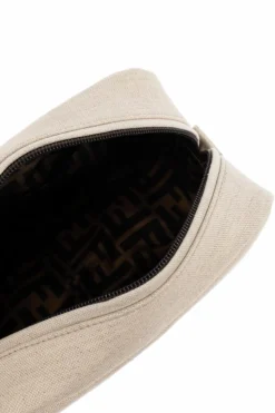 Fendi Kids cream Cosmetic bag with logo