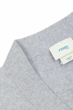 Fendi Kids GREY Cardigan with embroidered logo