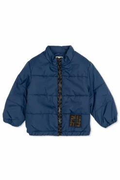Fendi Kids NAVY BLUE Insulated jacket with logo patch