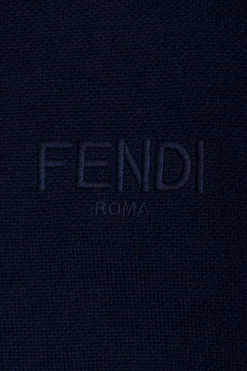 Fendi Kids NAVY BLUE Wool polo shirt with long sleeves