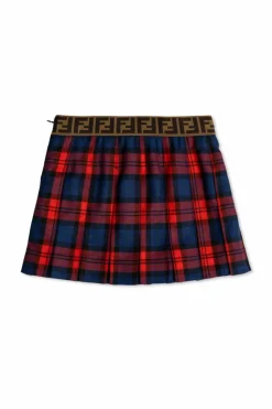 Fendi Kids RED Plaid pattern skirt