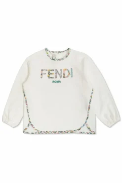 Fendi Kids WHITE Sweatshirt with logo and floral motif