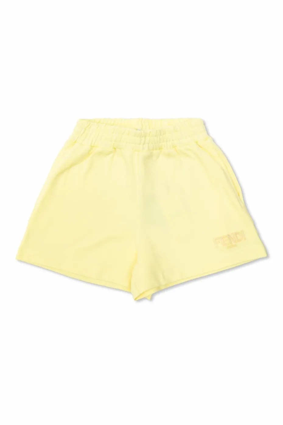 Fendi Kids YELLOW Shorts with embroidered logo