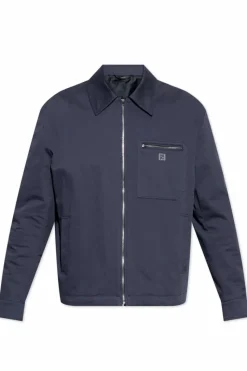 Fendi NAVY BLUE Jacket with logo-shaped applique