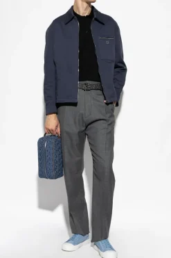 Fendi NAVY BLUE Jacket with logo-shaped applique