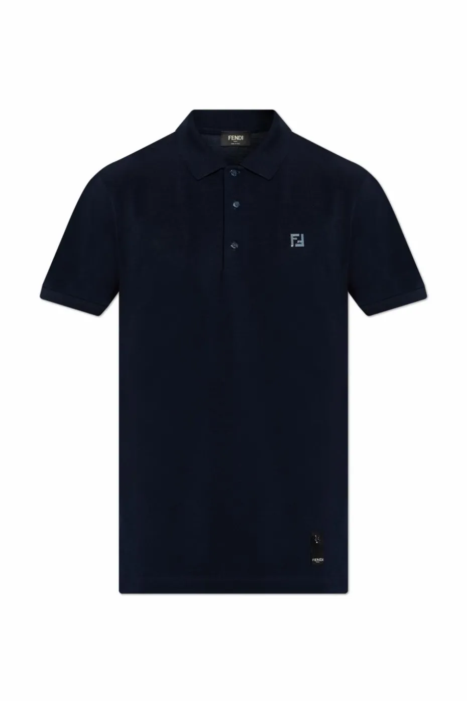 Fendi NAVY BLUE Polo with logo-shaped appliqué