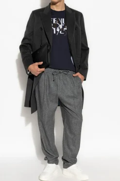 Fendi NAVY BLUE T-shirt with logo