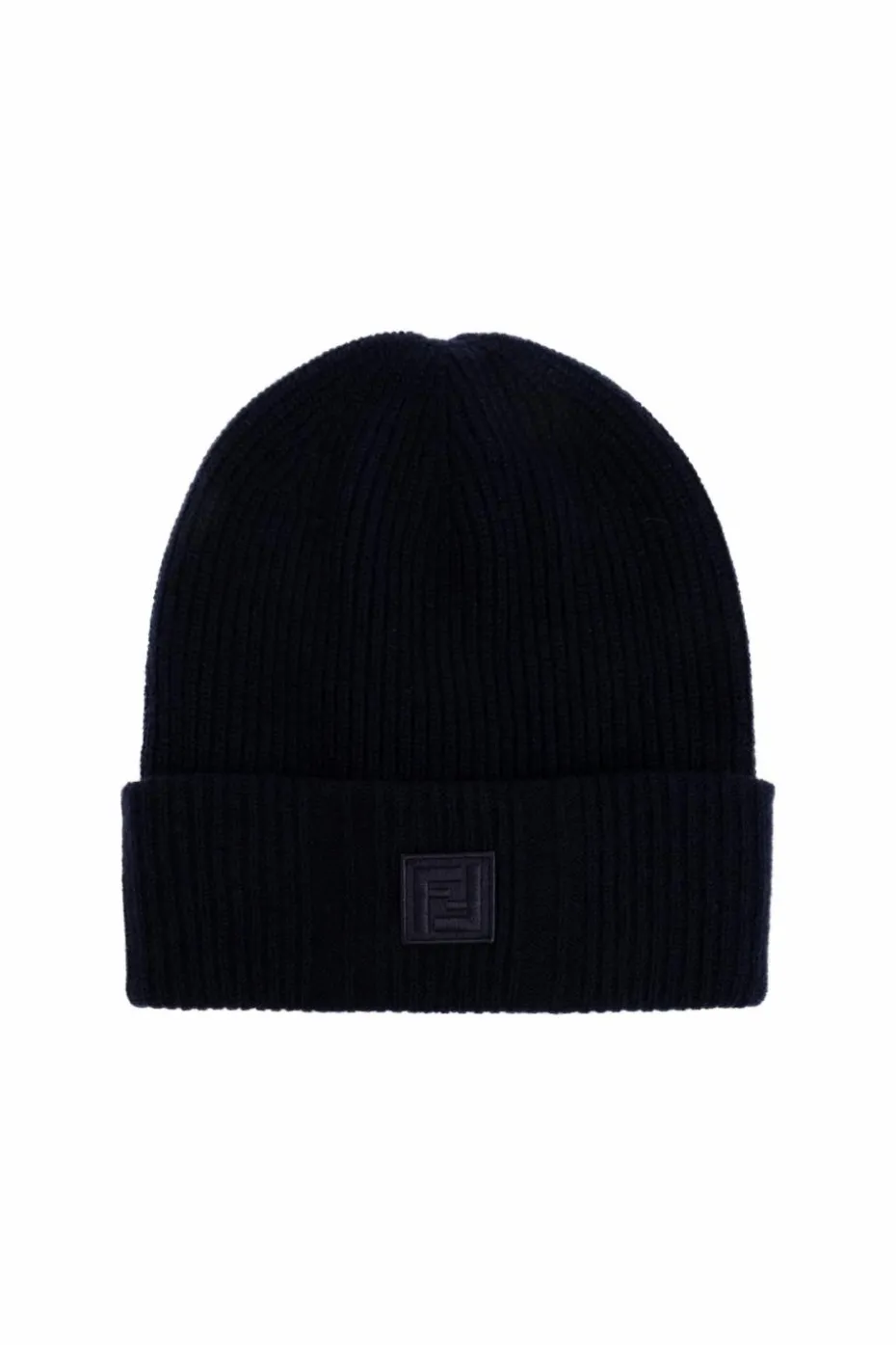 Fendi NAVY BLUE Wool hat with logo patch