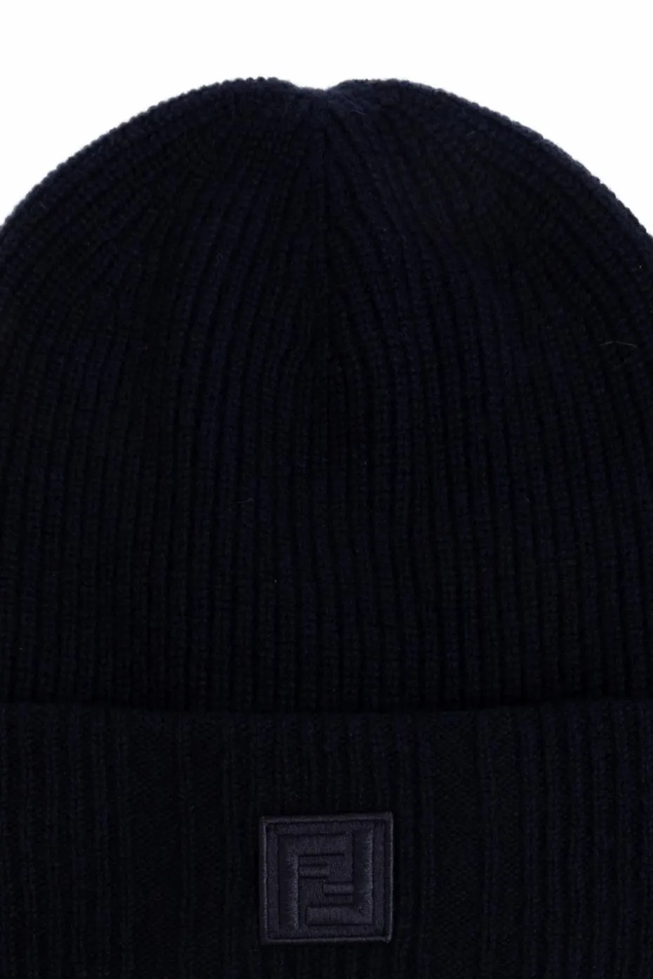 Fendi NAVY BLUE Wool hat with logo patch