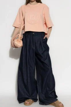 Fendi PINK Short T-shirt with embossed logo