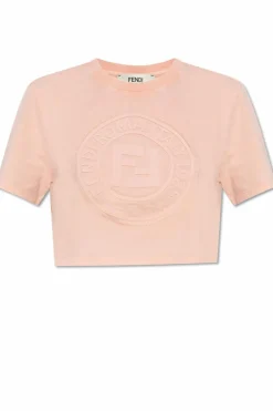 Fendi PINK Short T-shirt with embossed logo