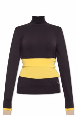 Fendi PURPLE Turtleneck with decorative waist belt