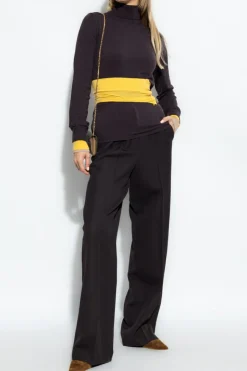 Fendi PURPLE Turtleneck with decorative waist belt
