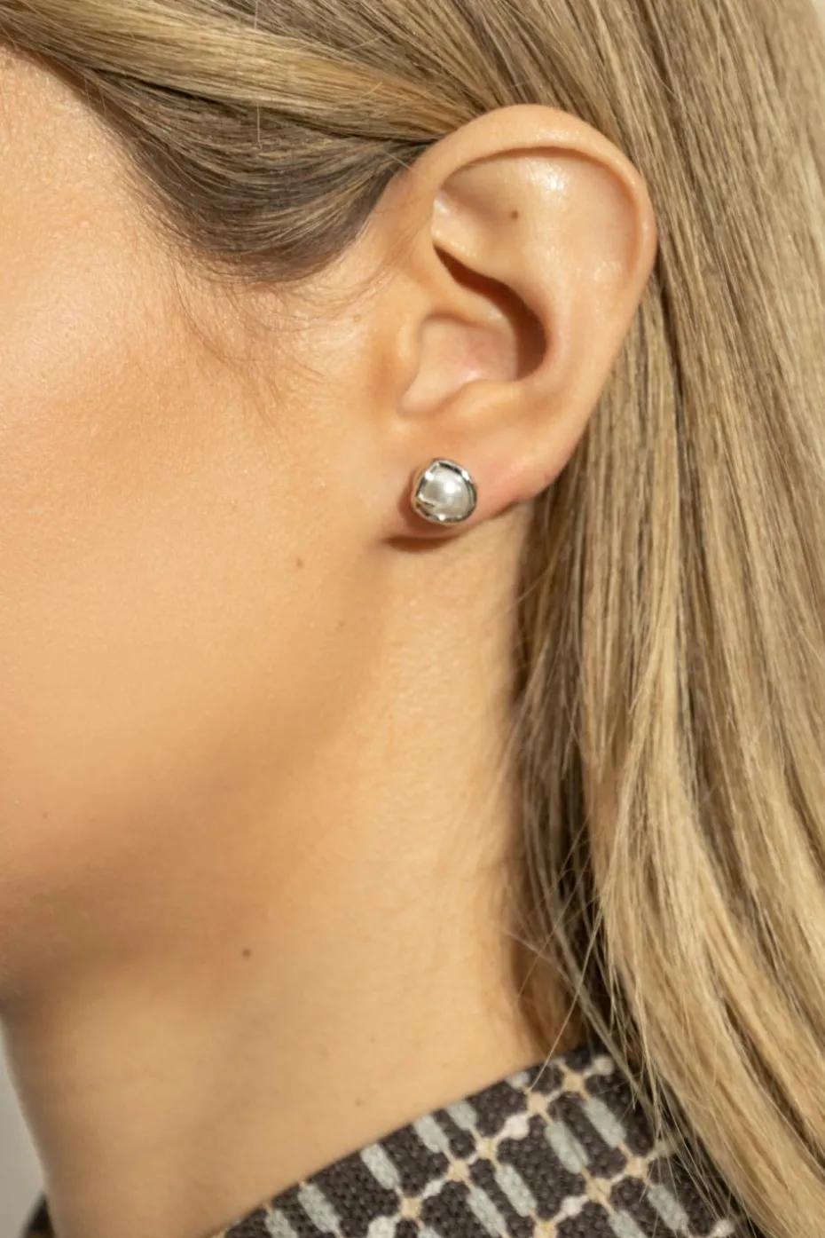 Fendi SILVER Earrings with glass pearl