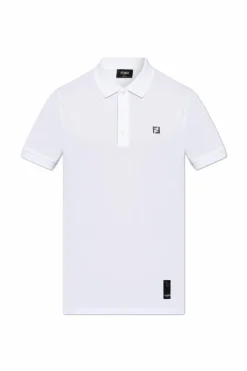 Fendi WHITE Polo with an application in the shape of a logo