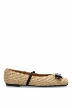 FERRAGAMO beige Ballet flats with a bow