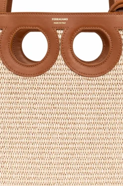 FERRAGAMO beige 'Gancio Medium' shopper bag