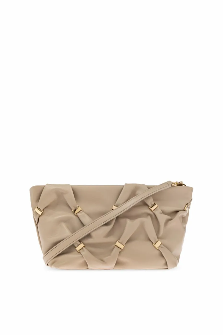 FERRAGAMO beige Leather shoulder bag with appliqués