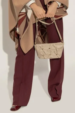 FERRAGAMO beige Leather shoulder bag with appliqués