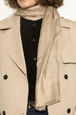 FERRAGAMO beige Scarf with monogram