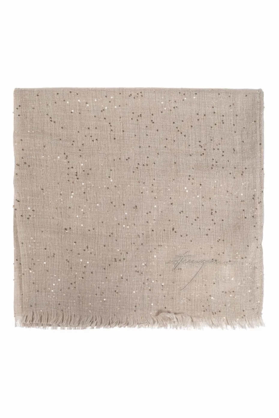 FERRAGAMO beige Scarf with shimmering sequins