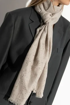 FERRAGAMO beige Scarf with shimmering sequins