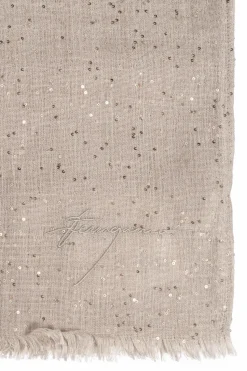 FERRAGAMO beige Scarf with shimmering sequins